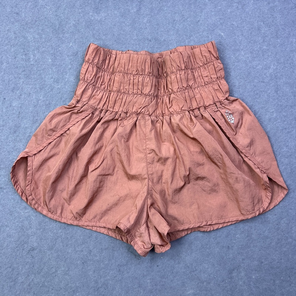 FP Movement The Way Home Womens S Peach Lined High Waist Boxer Activewear Shorts